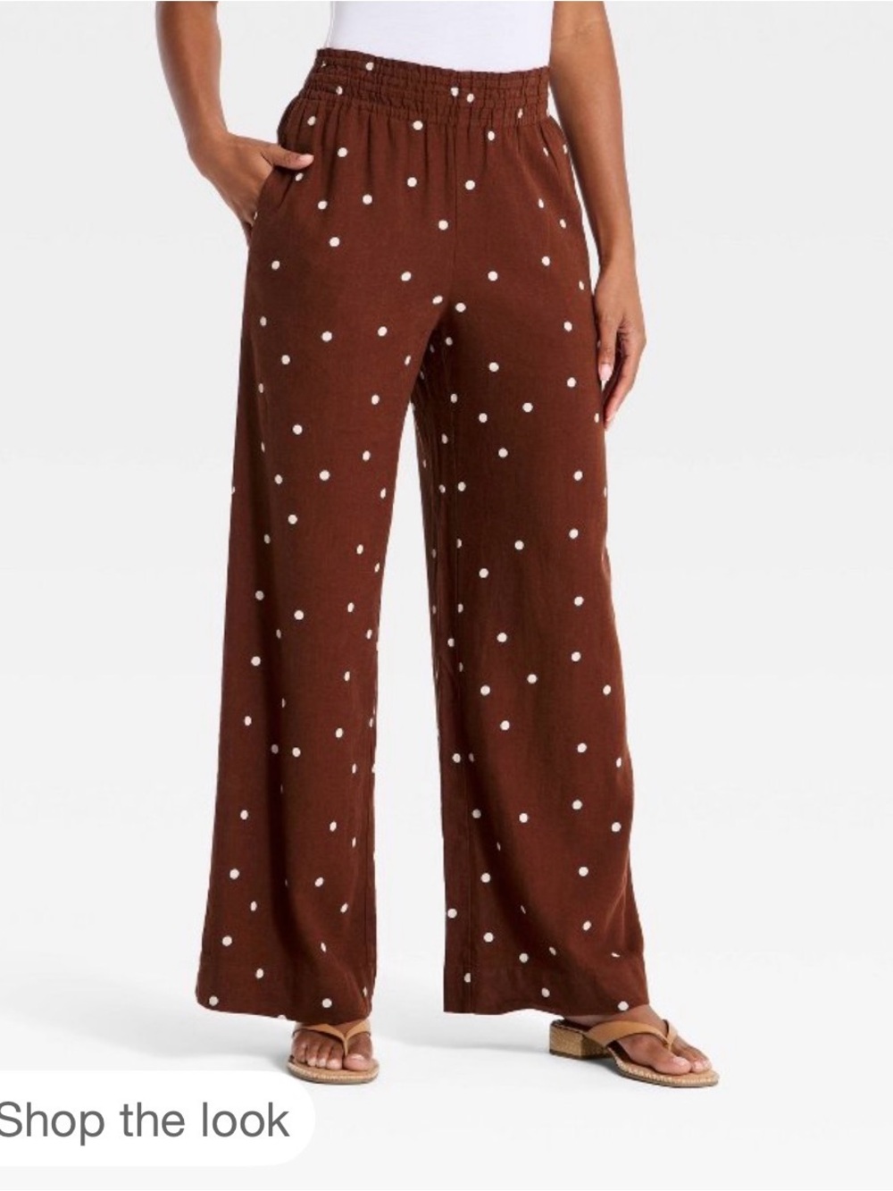 Target Women's Polka Dot Wide-Leg Pants - Brown